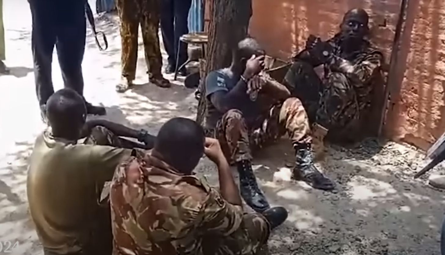 A screengrab image of KDF soldiers arrested by the police in Lodwar.
